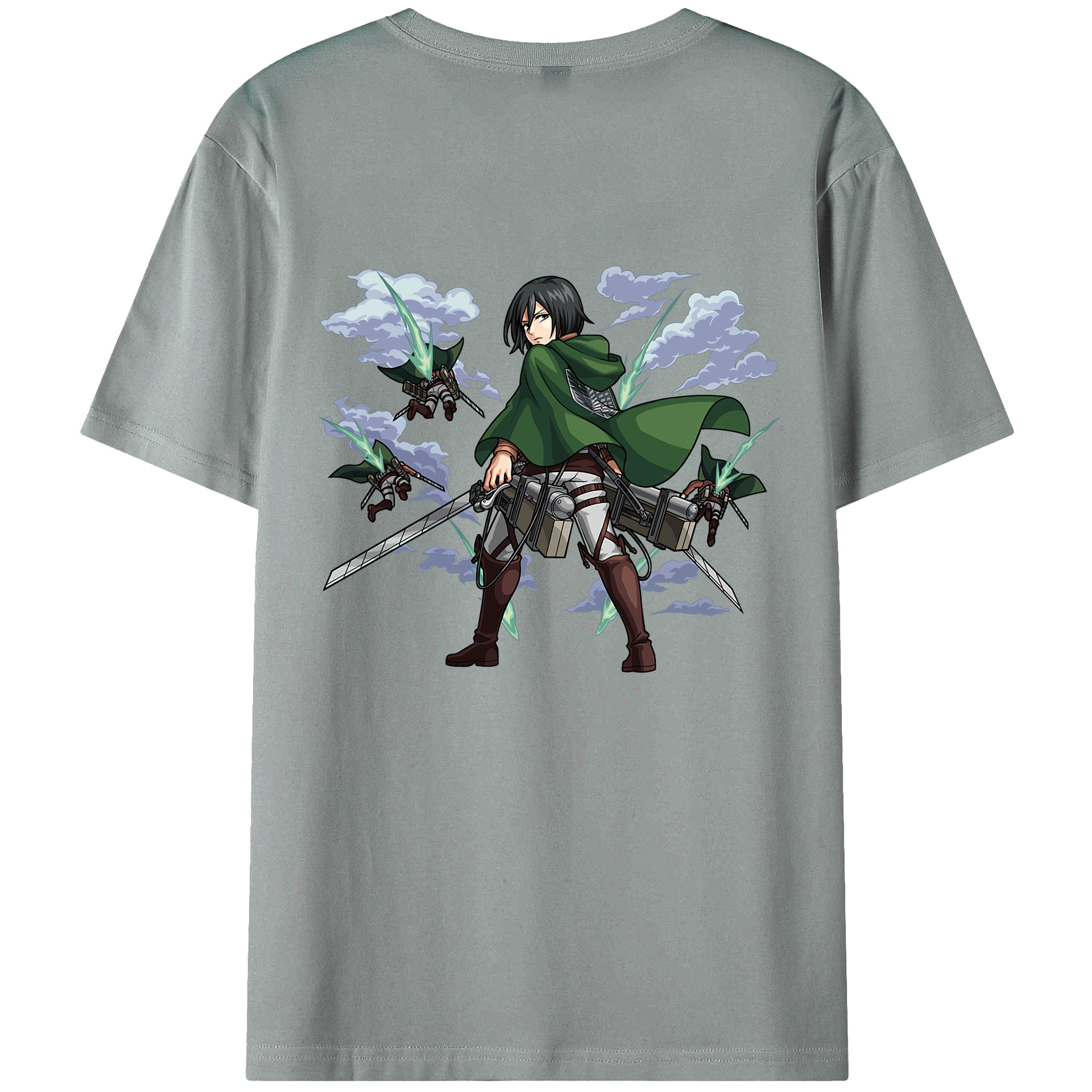 （画像用） 進撃の巨人 ミカサ·アッカーマン Attack on Titan Mikasa Ackerman 綿100％ メンズ半袖Tシャツ（バックプリント） 通気性